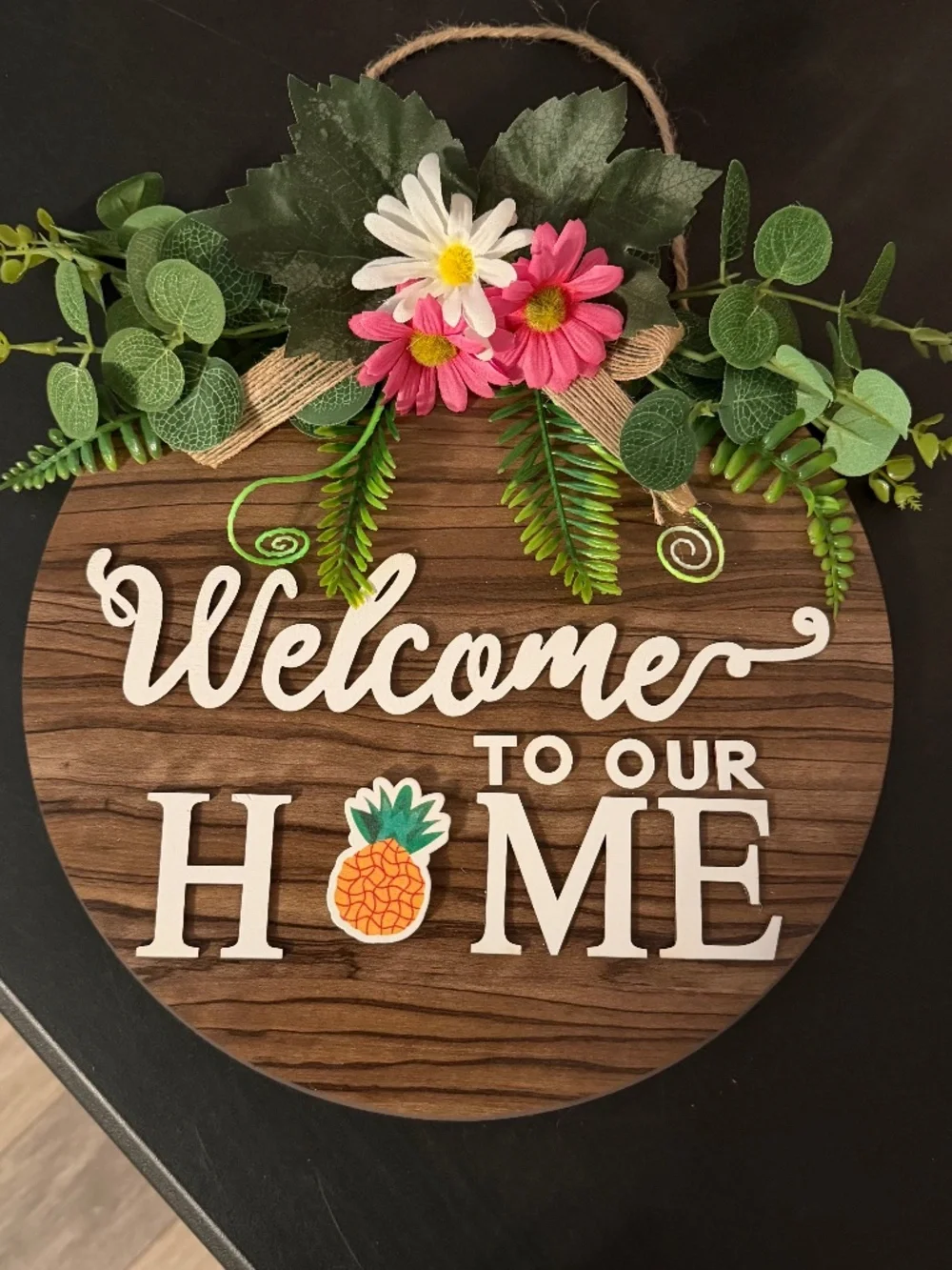 Welcome to Our Home Sign with seasonal magnets